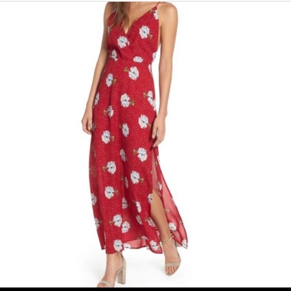 Lush red floral dress with back keyhole - Picture 2 of 7